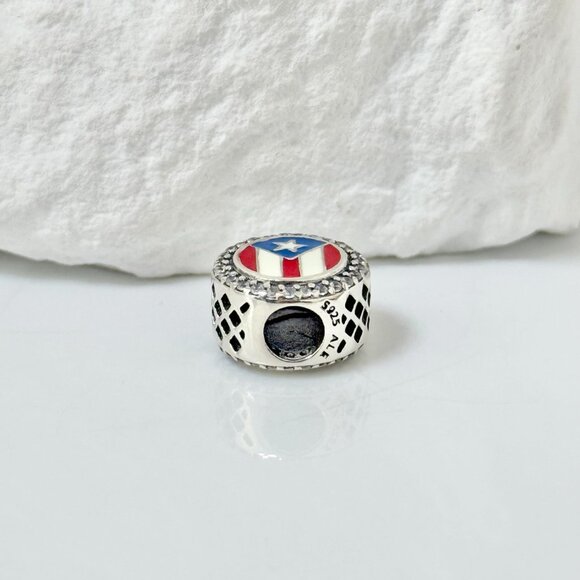 Pandora Puerto Rico Flag Bead Charm S925 Silver Charm - Picture 3 of 3